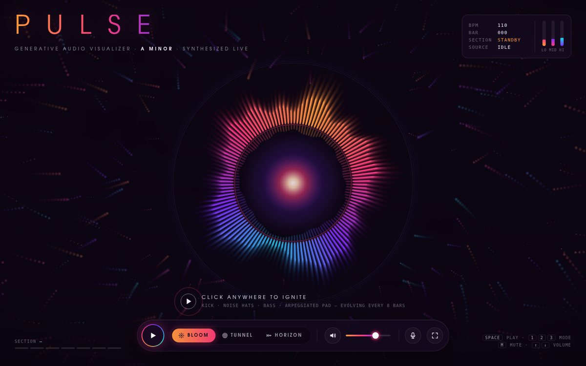 Preview of PULSE — Generative Audio Visualizer