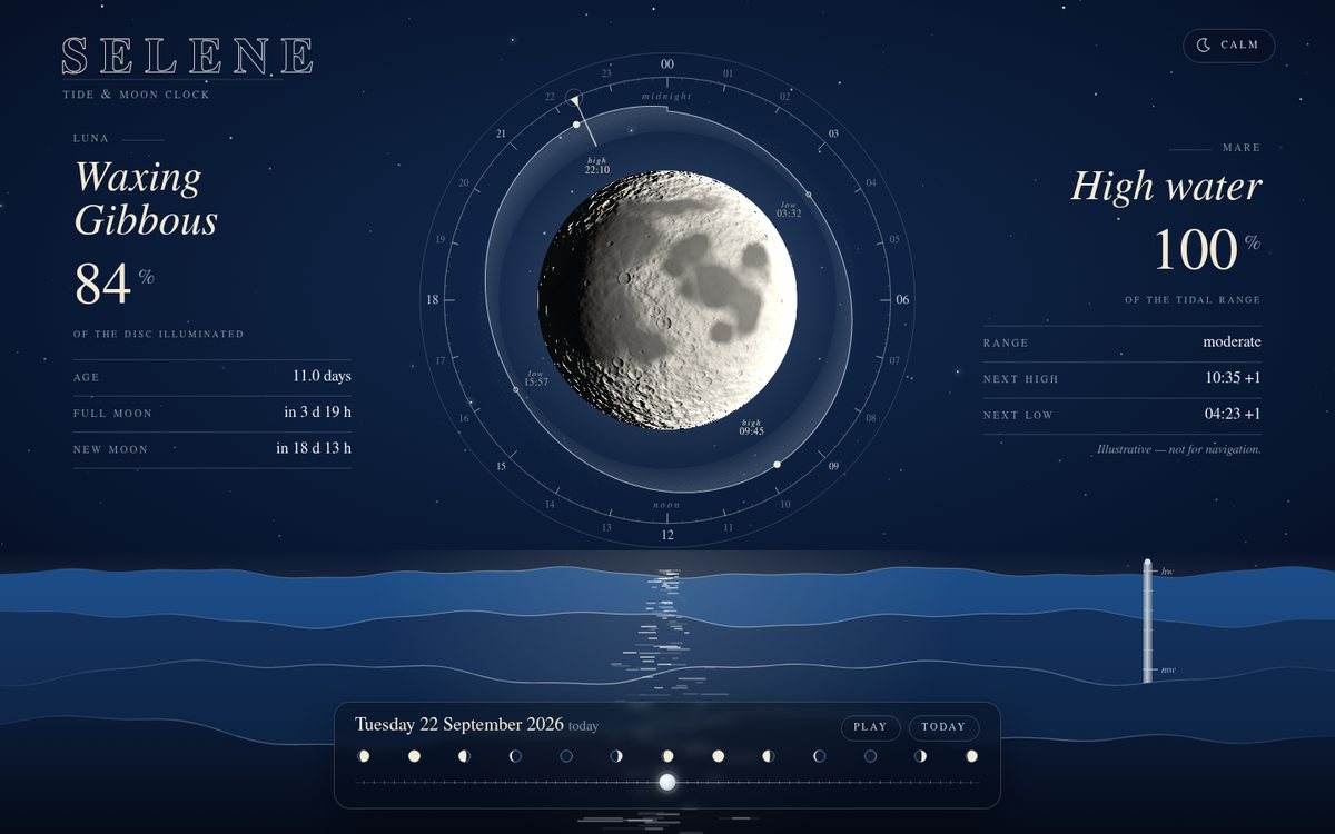 Preview of Selene — Tide & Moon Clock