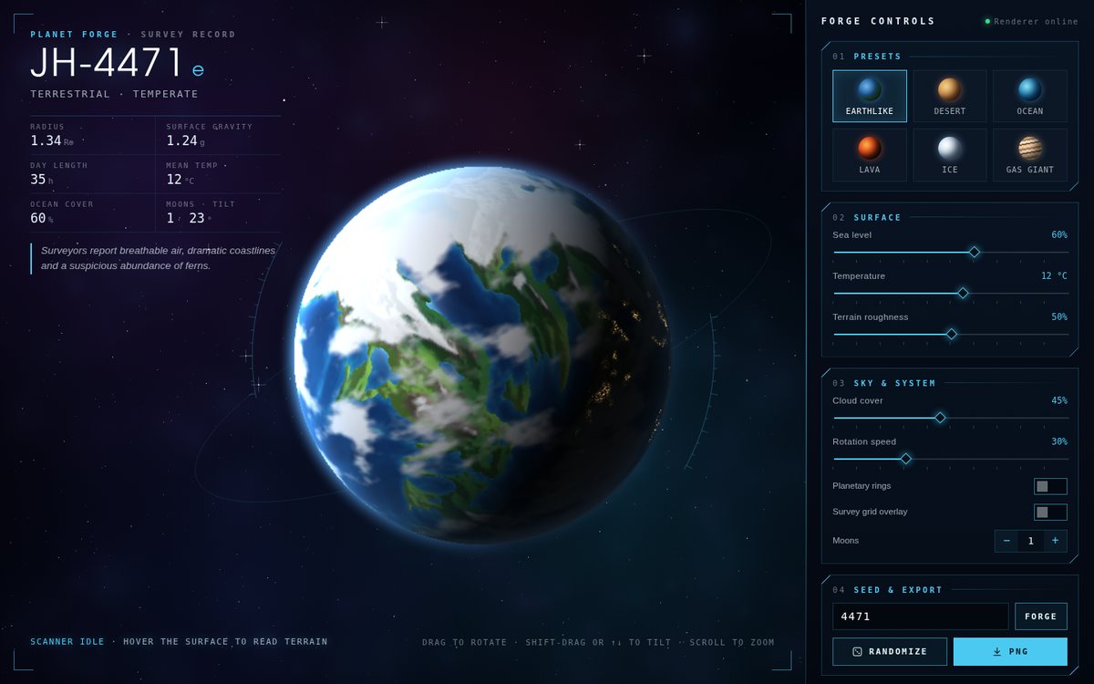 Preview of Planet Forge — Procedural World Generator