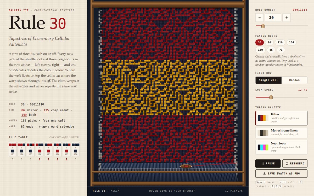Preview of Rule 30 — Tapestries of Elementary Cellular Automata