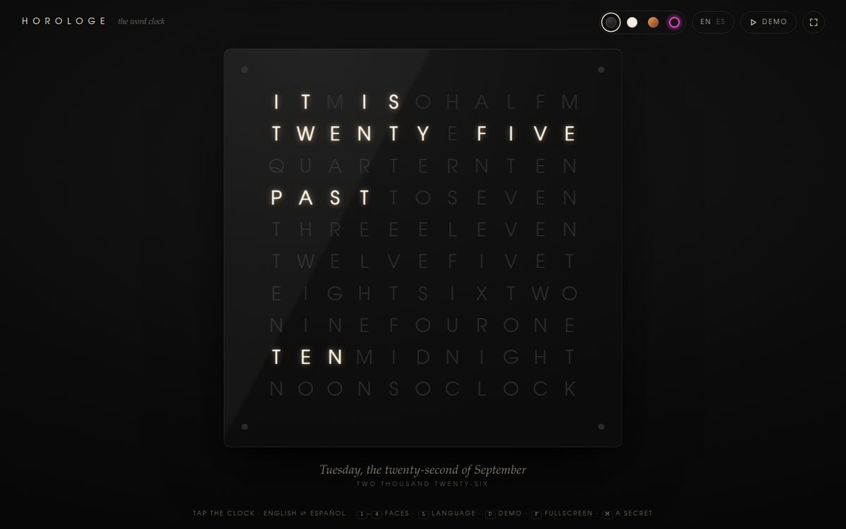 Preview of Horologe — The Word Clock