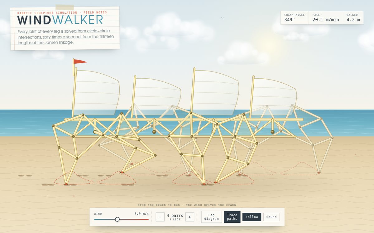 Preview of Windwalker — A Kinetic Sculpture Simulation
